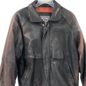 VTG Pelle Studio Mens Brown Distressed Bomber Jacket Size Large